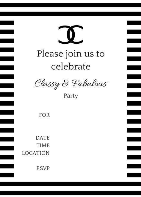 chanel invitations|chanel invitation plain template.